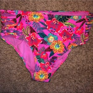 NWT xhilaration high waist swim bottoms - size L